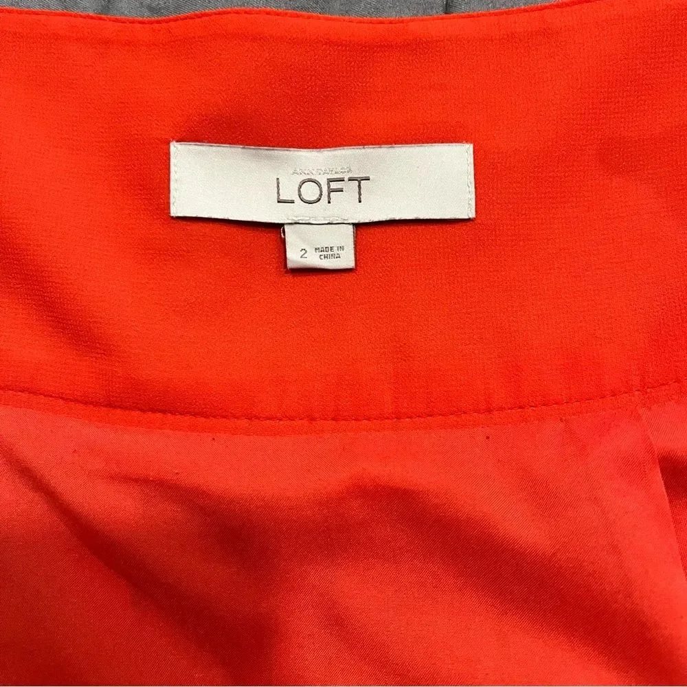 Ann Taylor Loft Orange Color Pop Pleated Fluid Skirt Size 2
